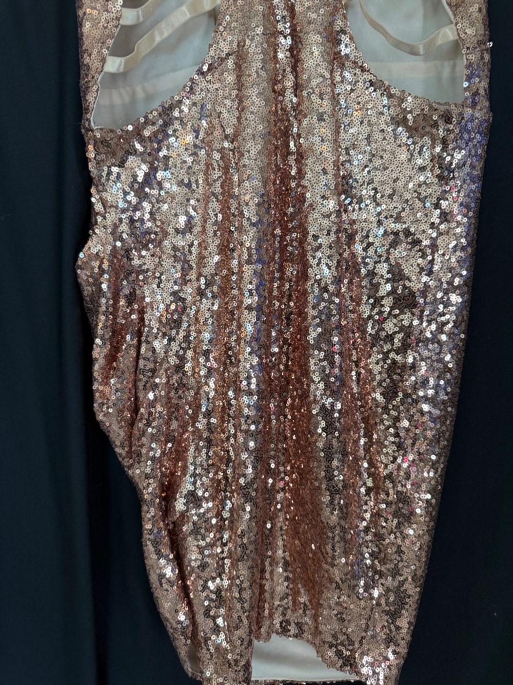 Azazie Rose-Gold Sequin Spaghetti-Strap Mini Dress - Picture 5 of 6